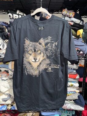 Vintage 90s NWT Gray Wolf Keep Them Wild Shirt Size Large
